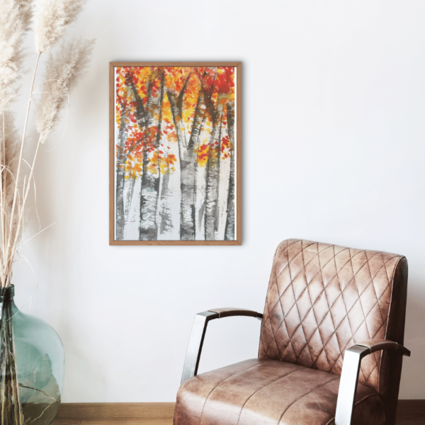 Autumn Aspen Watercolor Print